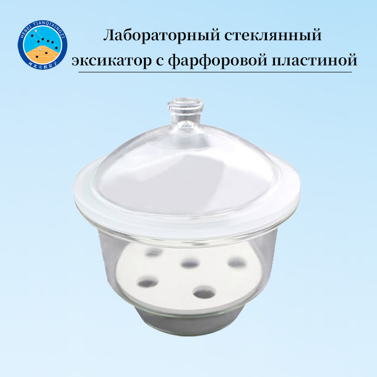 Лабораторный стеклянный эксикатор с фарфоровой пластиной